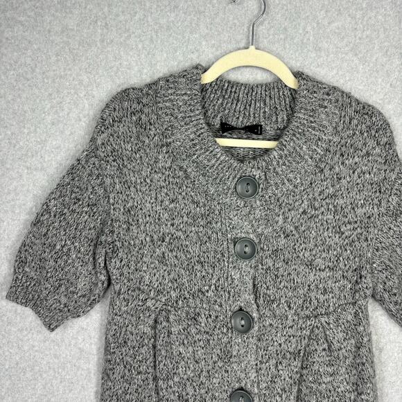 The Limited Sweater Womens Medium Gray Wool Cardigan‎ Tunic Dress Secretary Twee - Picture 2 of 12